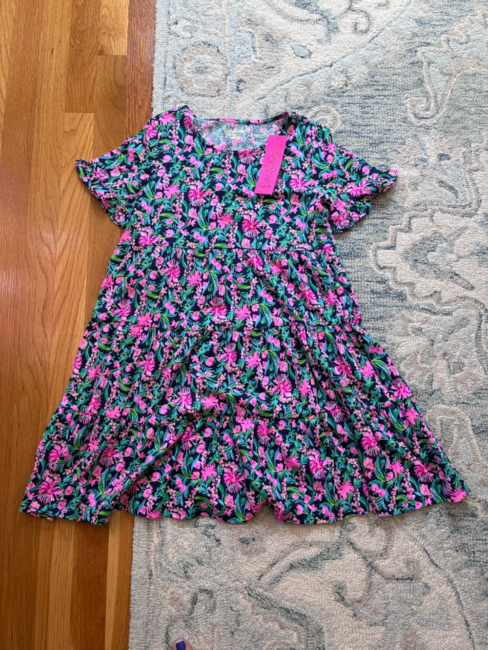Lilly Pulitzer Navy Floral One-Piece with Pink & Green Print